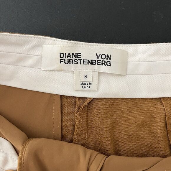 diane von furstenberg Burnt Orange Linen Blend Wide Leg Pants Sz 6 189 - Picture 5 of 7